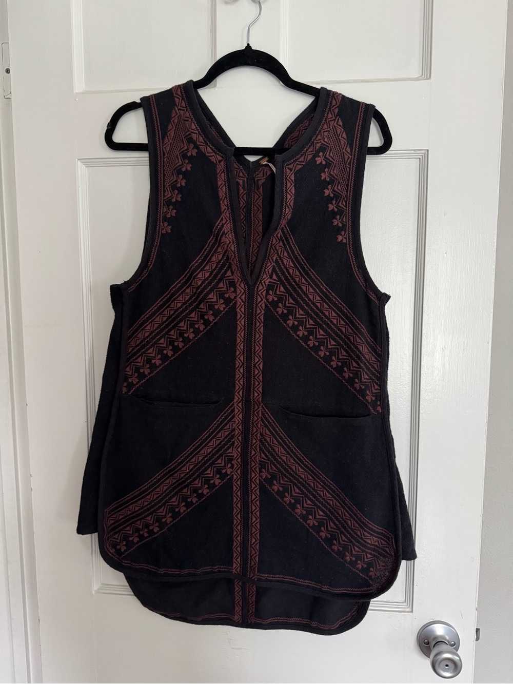 Free People Embroidered Sleeveless Tunic Top